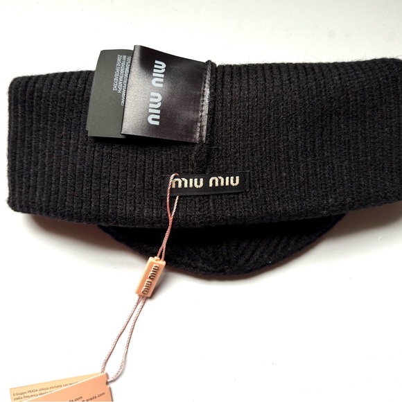Miu Miu Black Ribbed Beanie - Picture 4 of 4
